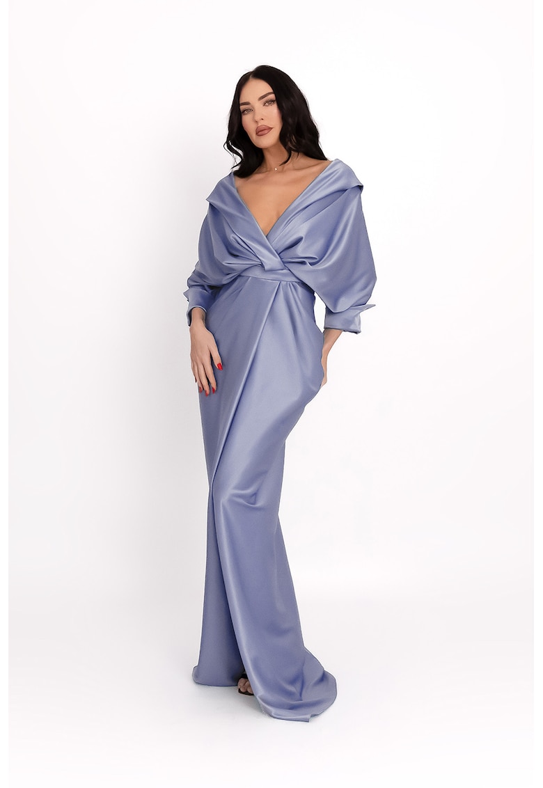 Rochie cu design drapat si slit frontal