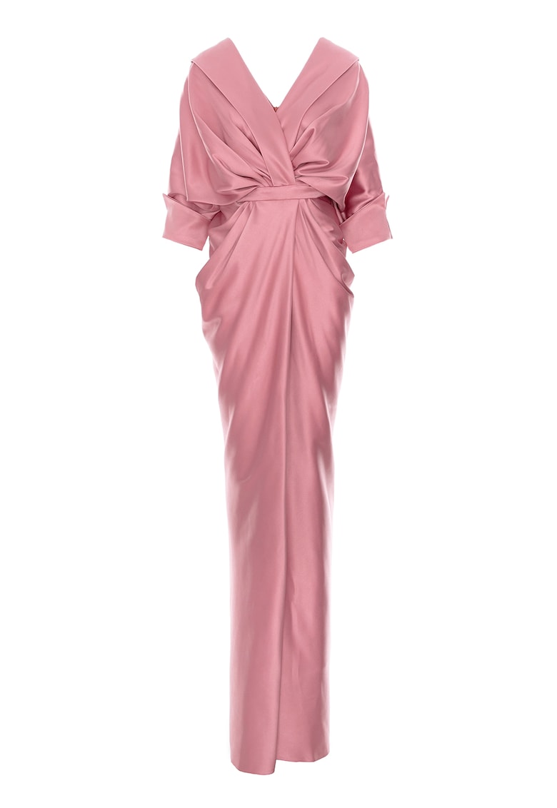 Rochie cu design drapat si slit frontal