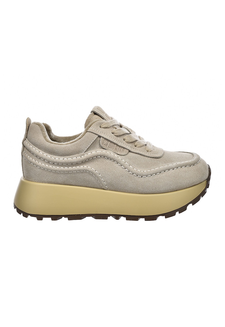 Pantofi sport flatform de piele intoarsa - Maro nisip