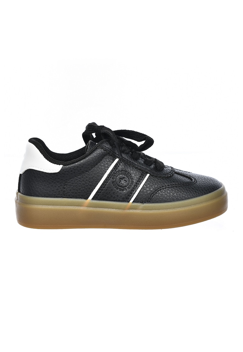 Pantofi sport low-cut de piele ecologica - Alb/Negru