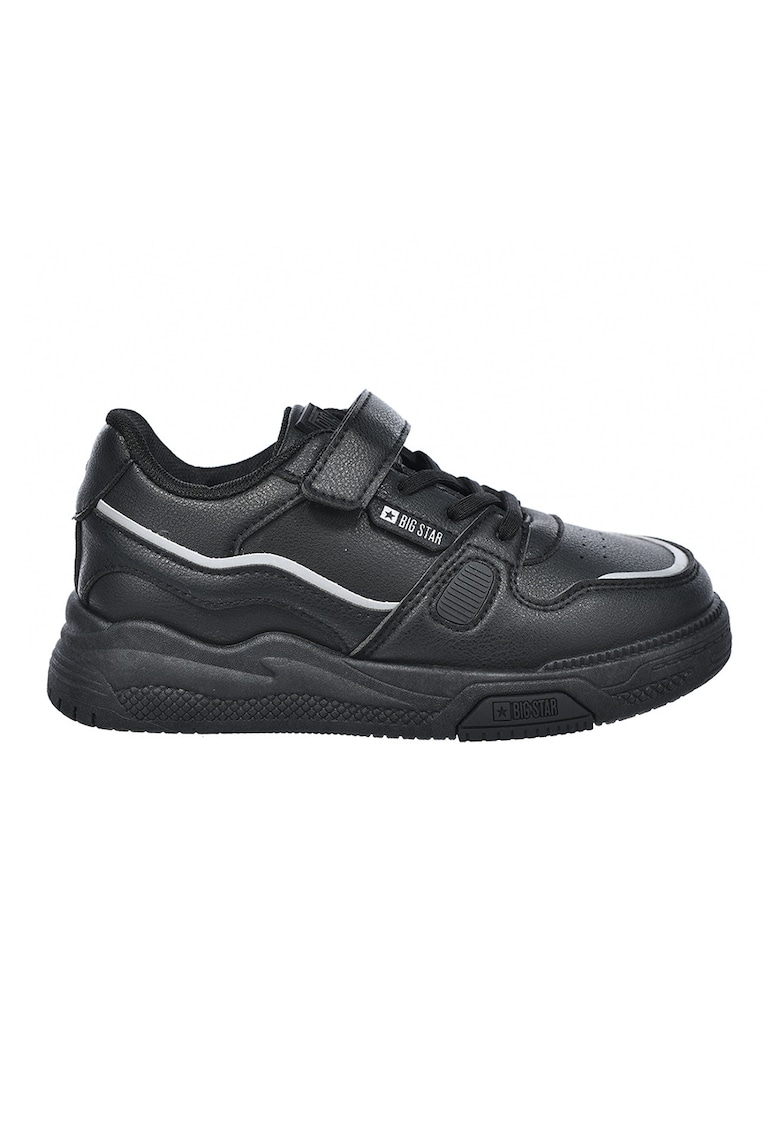Pantofi sport de piele ecologica cu velcro - Negru