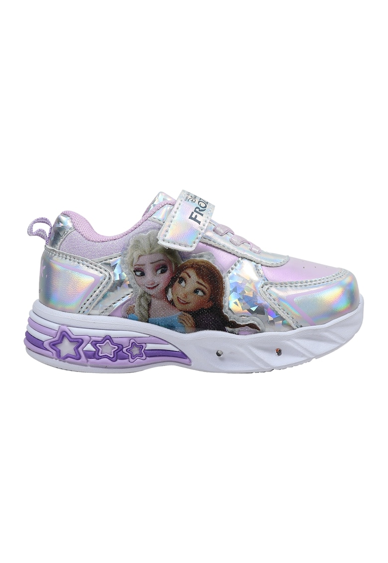Pantofi sport cu model si LED-uri - Lila/Argintiu