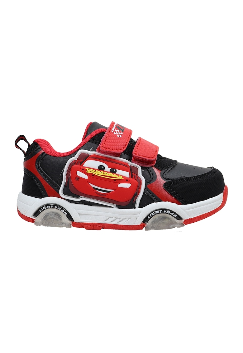 Pantofi sport de piele ecologica cu velcro si Lightning McQueen
