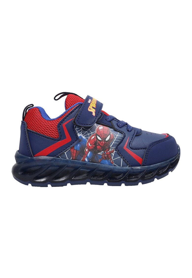 Pantofi sport cu velcro si imprimeu Spiderman
