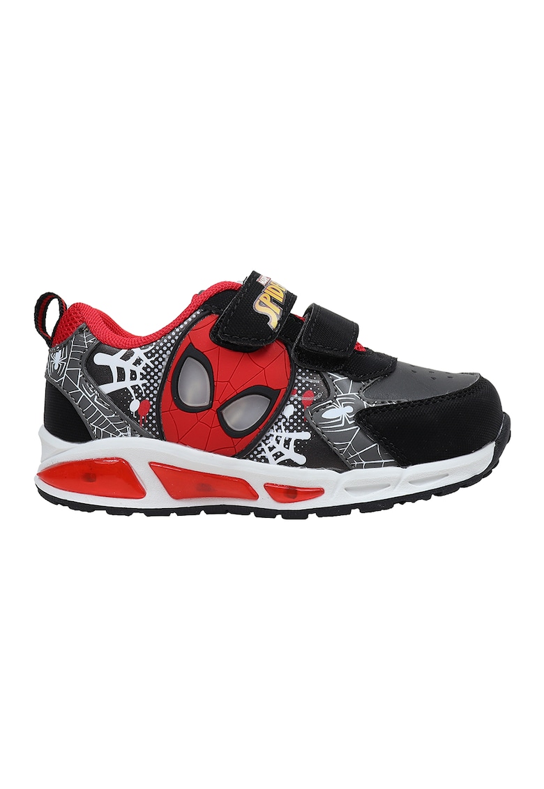 Pantofi sport cu velcro si imprimeu Spiderman