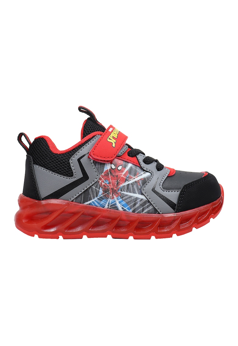 Pantofi sport cu velcro si imprimeu Spiderman
