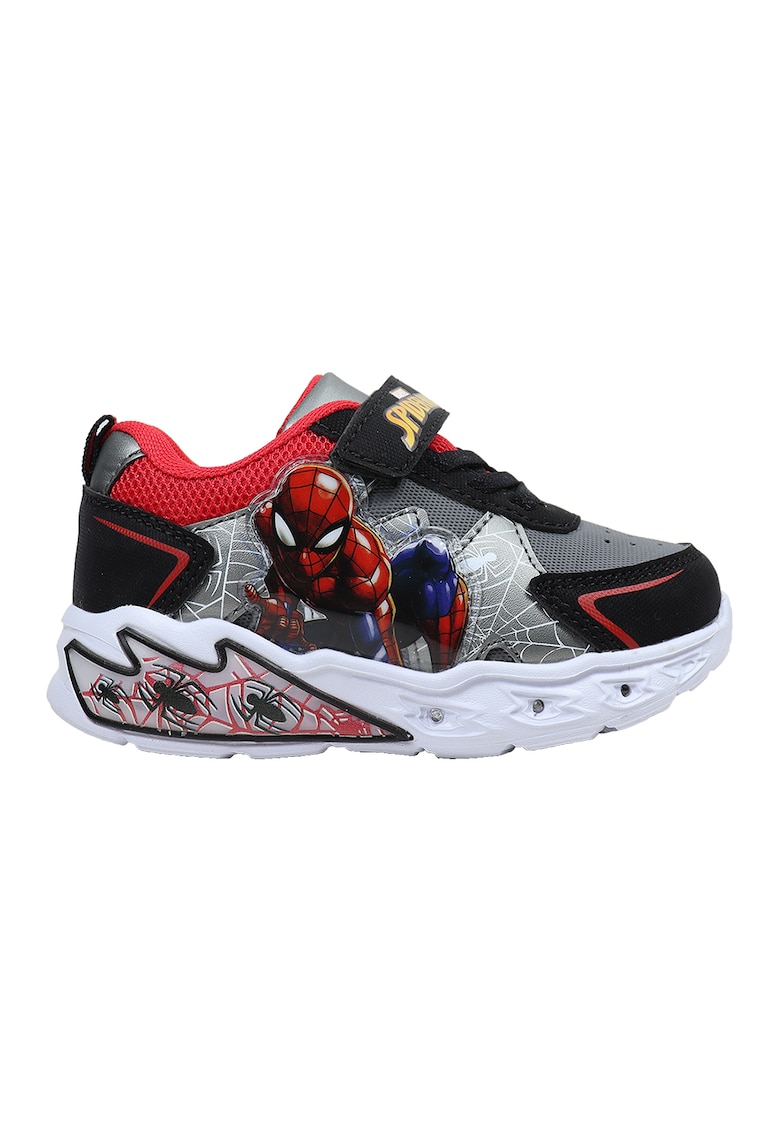 Pantofi sport cu velcro si imprimeu Spiderman