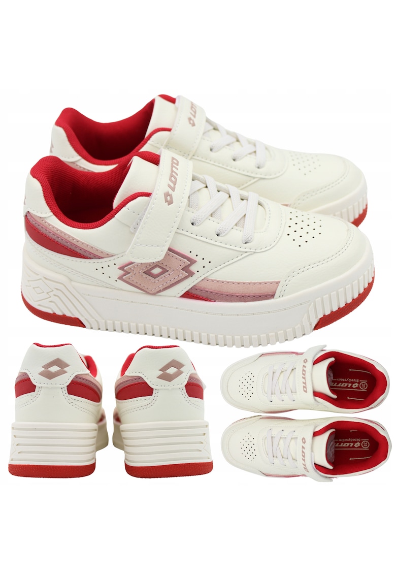 Pantofi Sport Pentru Copii - Pinadee K Girls 2600160K 1241 - Material Superior Sintetic - Talpa Cauciuc - Tip De Inchidere Velcro - Destinatie Incaltaminte De Zi Si Sport Pentru Fete - Alb / Rosu