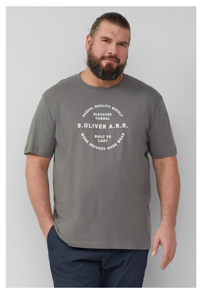 Big Sizes Tricou barbati big sizes cu decolteu la baza gatului - imprimeu cu logo