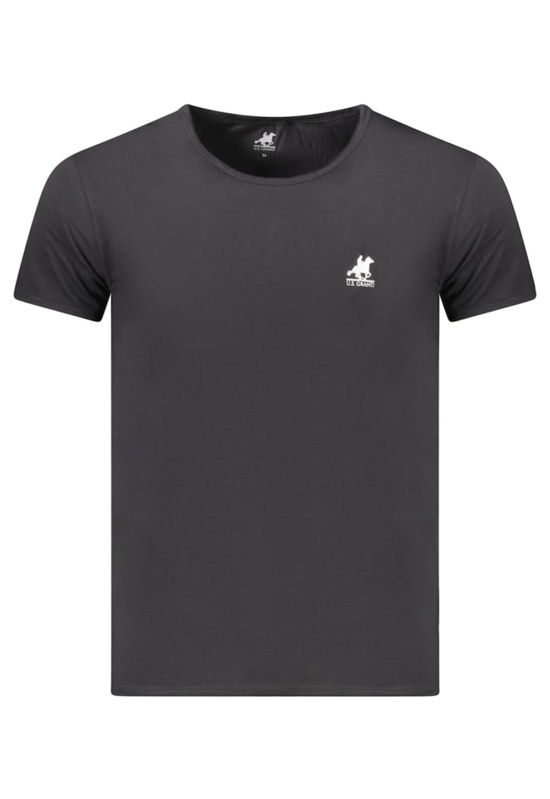 U.S. Grand POLO Tricou barbati simplu cu logo brodat - Negru