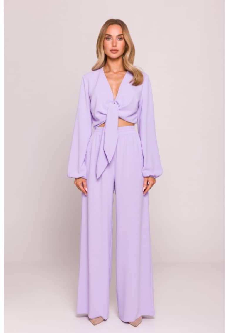 Pantaloni cu picioare largi si talie inalta -