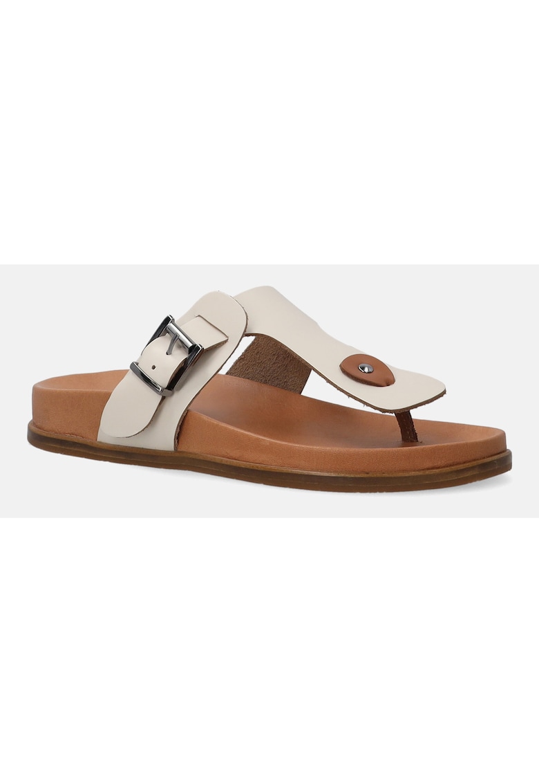 Papuci din piele cu bareta reglabila