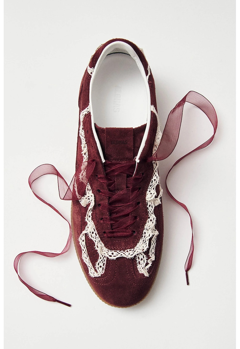 Pantofi sport din piele - Rosu inchis/Alb murdar