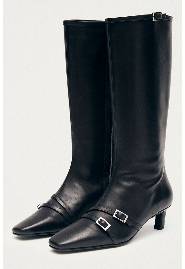 Cizme lungi din piele ciu catarame