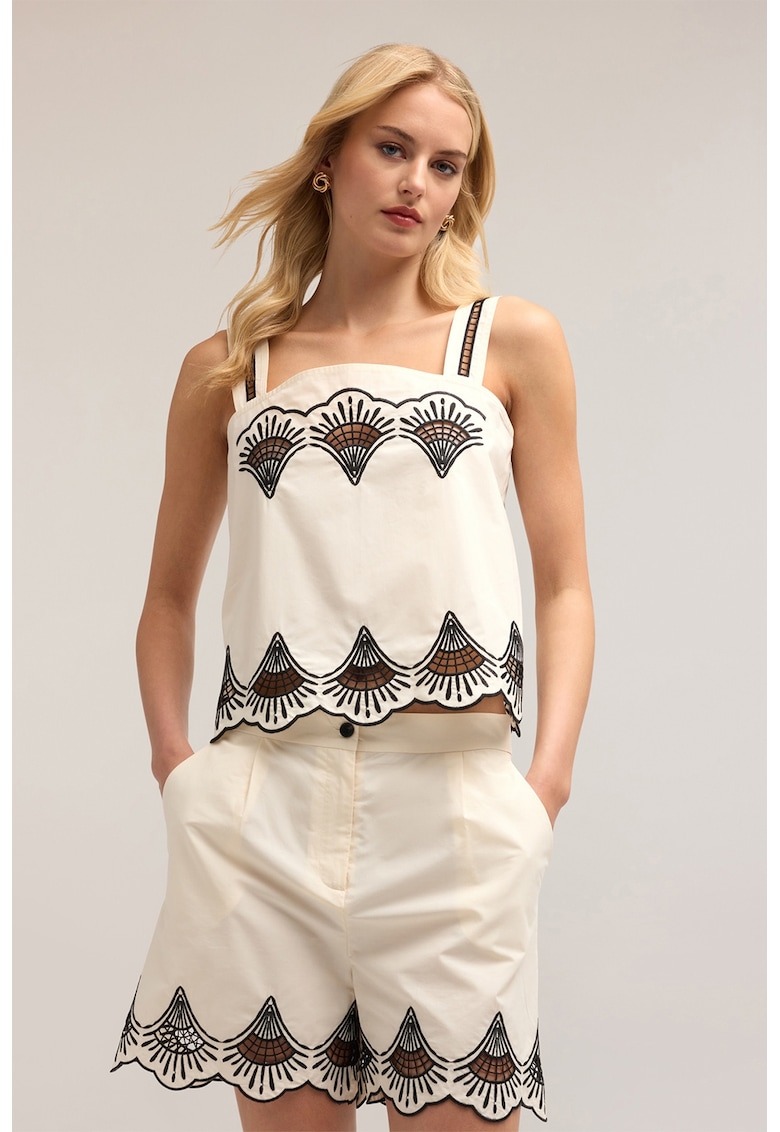 Bluza crop cu terminatii valurite