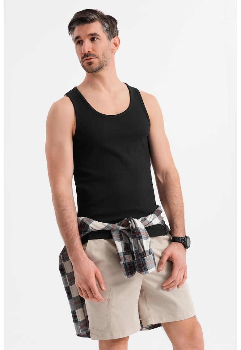 Top din amestec de bumbac cu model uni