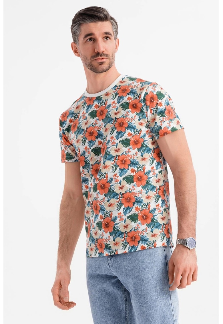 Tricou din bumbac cu model floral