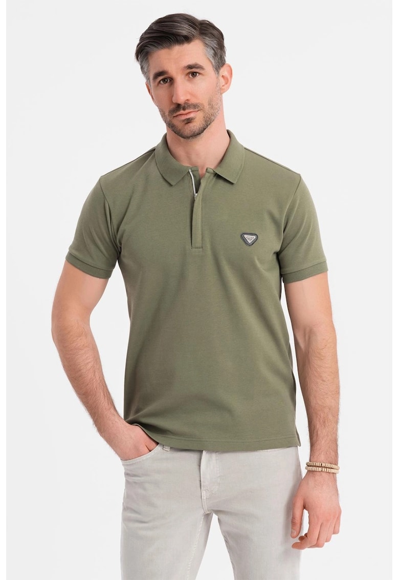 Tricou polo cu fenta cu fermoar