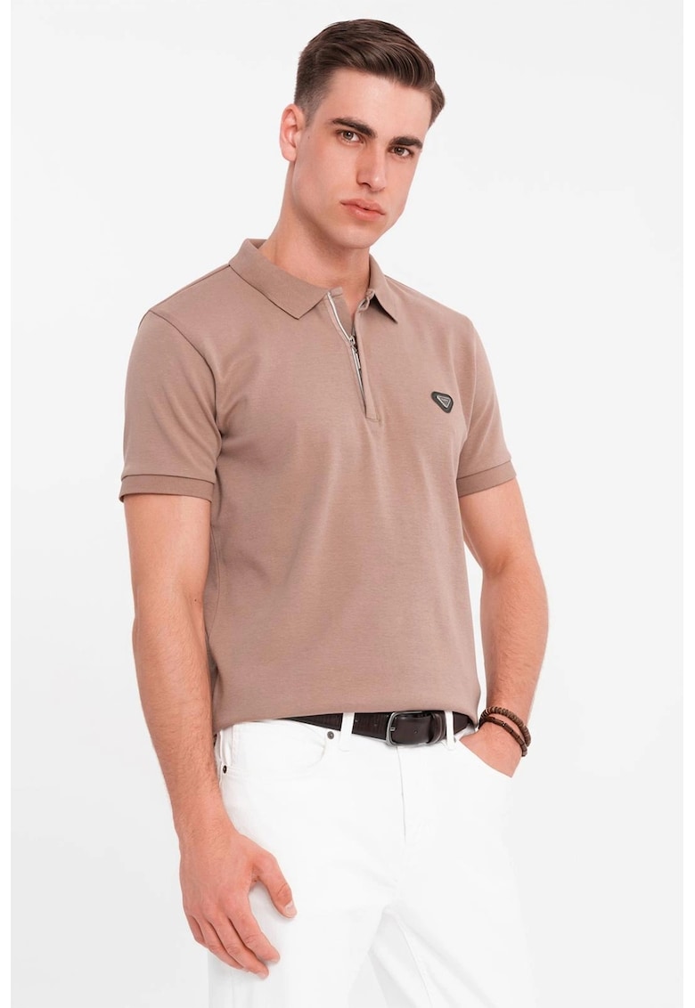 Tricou polo cu fenta cu fermoar