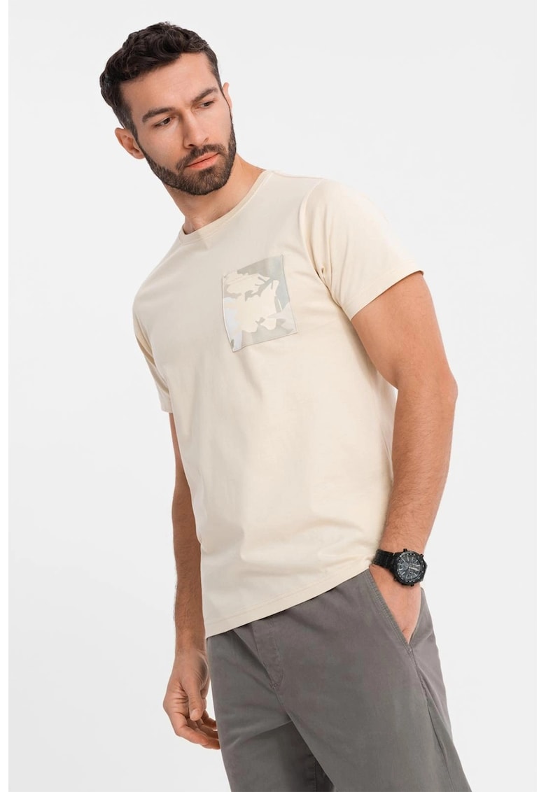 Tricou regular fit cu buzunar pe piept