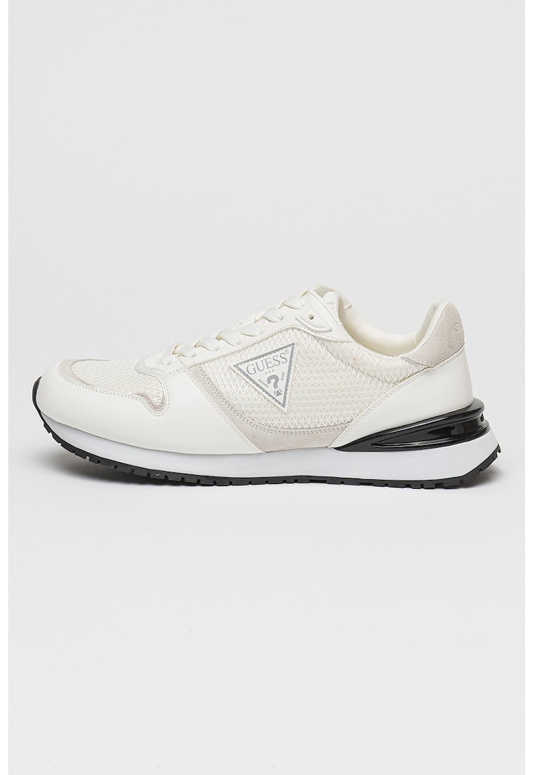 Pantofi sport de plasa si material sintetic cu logo - Alb fildes/Negru/Gri