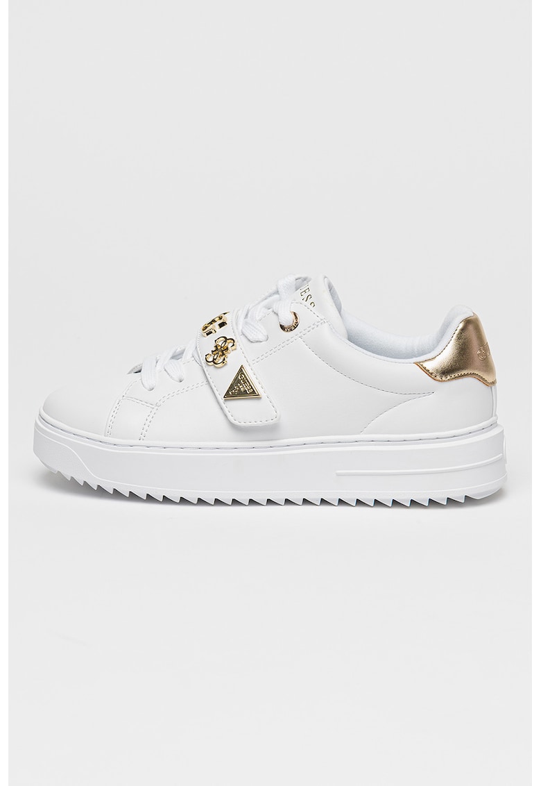 Pantofi sport de piele ecologica cu detalii logo metalice Pantofi sport de piele ecologica cu detalii logo metalice