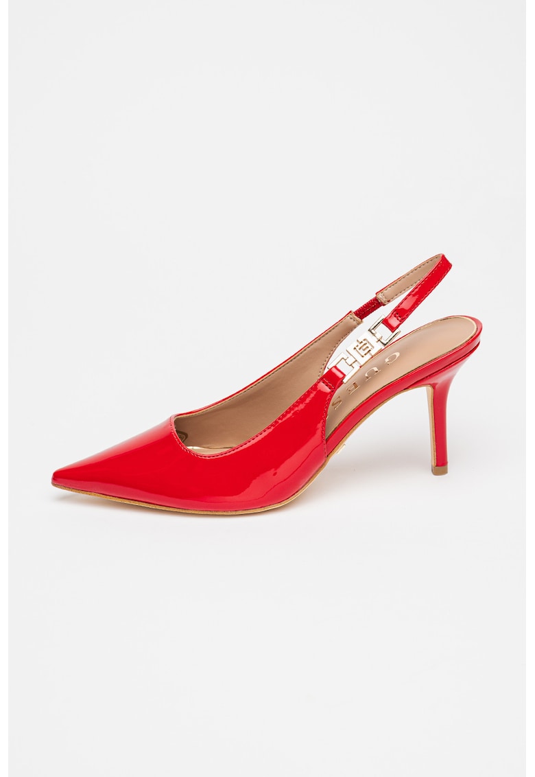 Pantofi slingback cu aspect lacuit