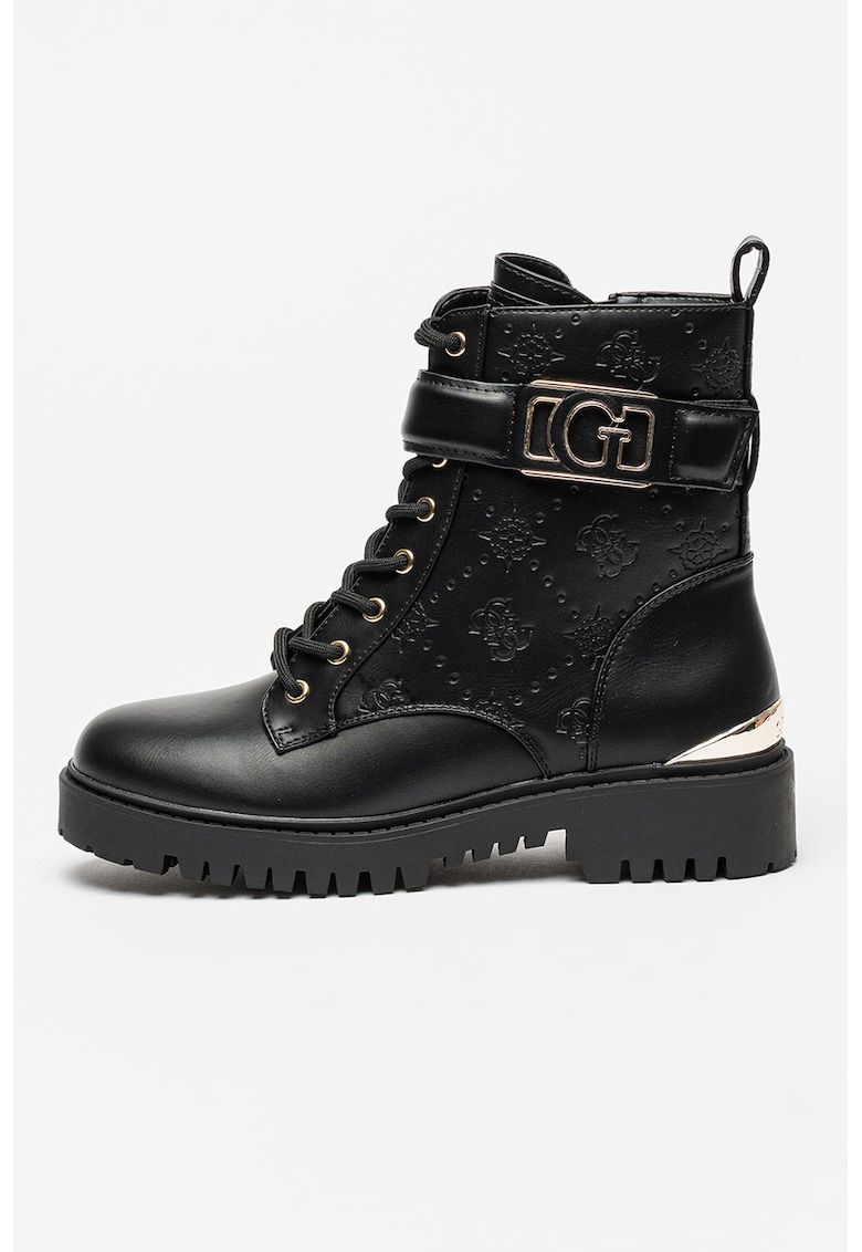 Bocanci de piele ecologica cu logo metalic