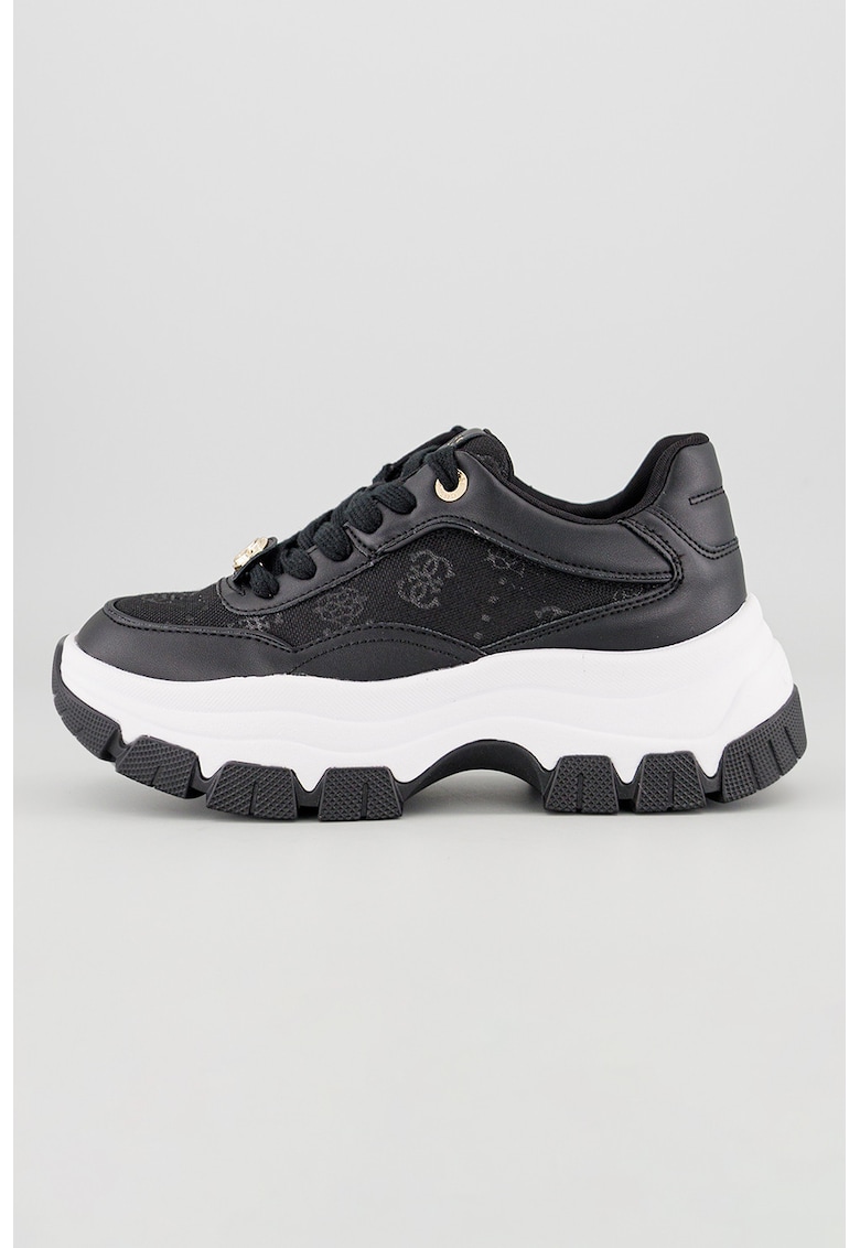 Pantofi sport de piele ecologica cu insertii textile