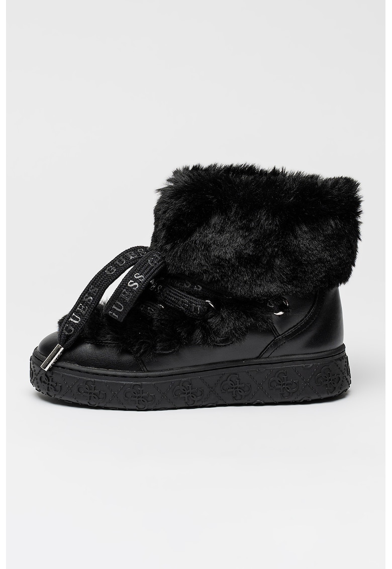 Ghete de piele ecologica cu garnituri de blana sintetica