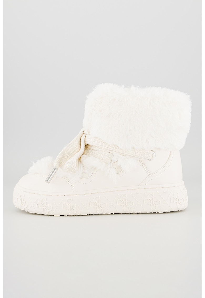 Ghete de piele ecologica cu garnituri de blana sintetica