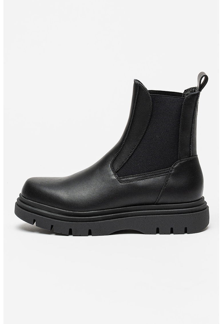 Ghete Chelsea de piele cu logo metalic