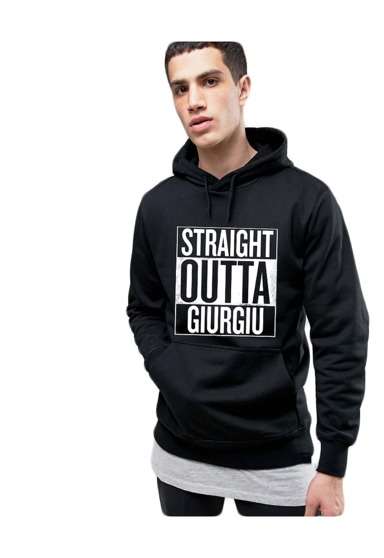 Hanorac Barbati Negru - Straight Outta Giurgiu