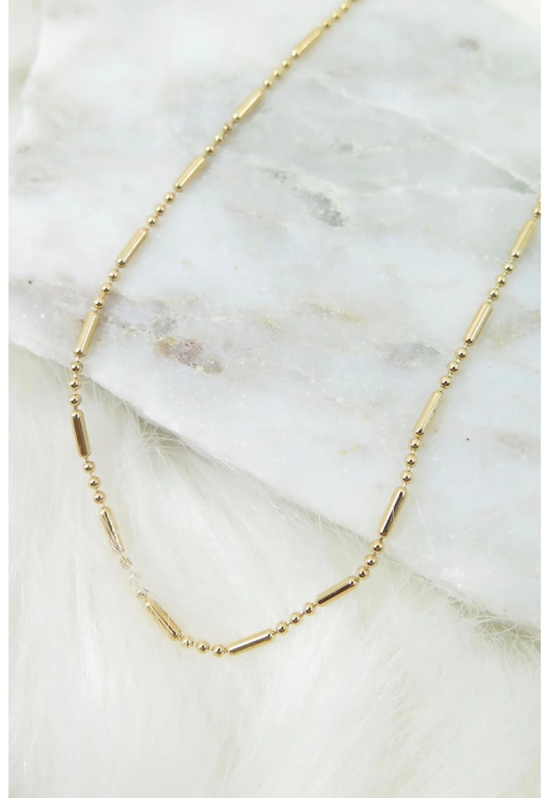 Lant Aur 14K cu Bile si Bare - tip Cocktail - 56cm - Model Unisex - pentru Layering sau Pandantiv