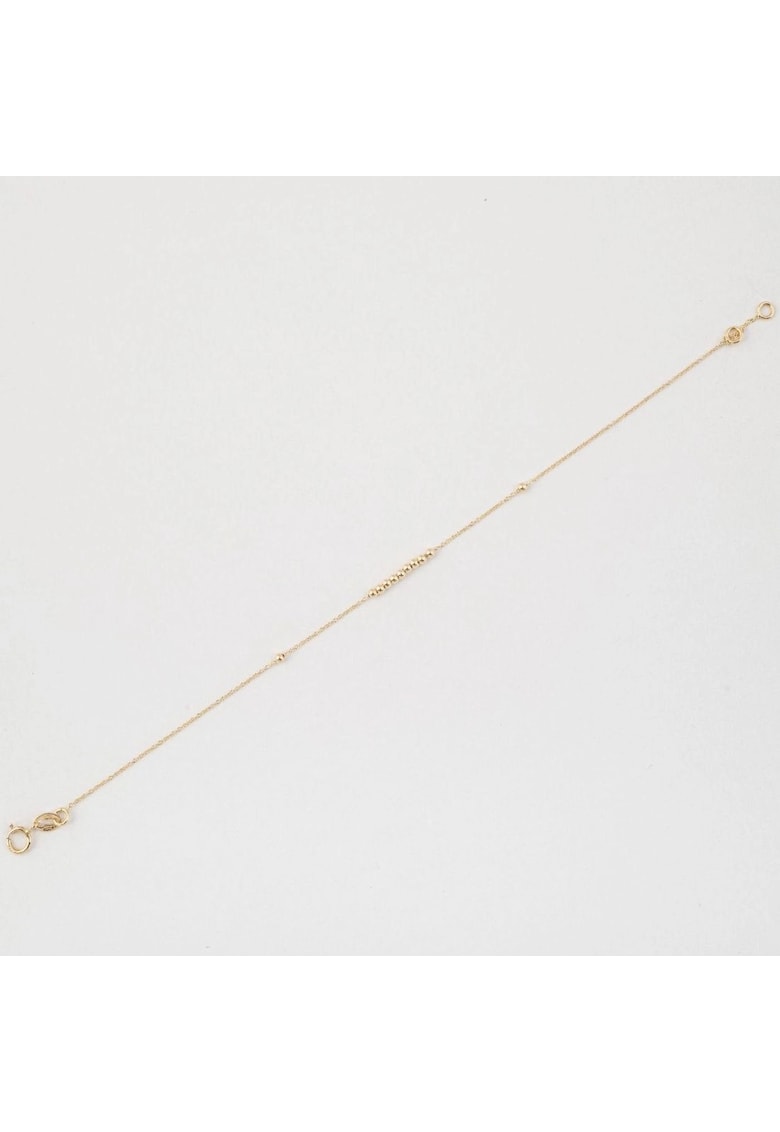 Bratara din Aur Galben de 18 kt cu Bile si Lant Diamantat - Ajustabila - 0.93g