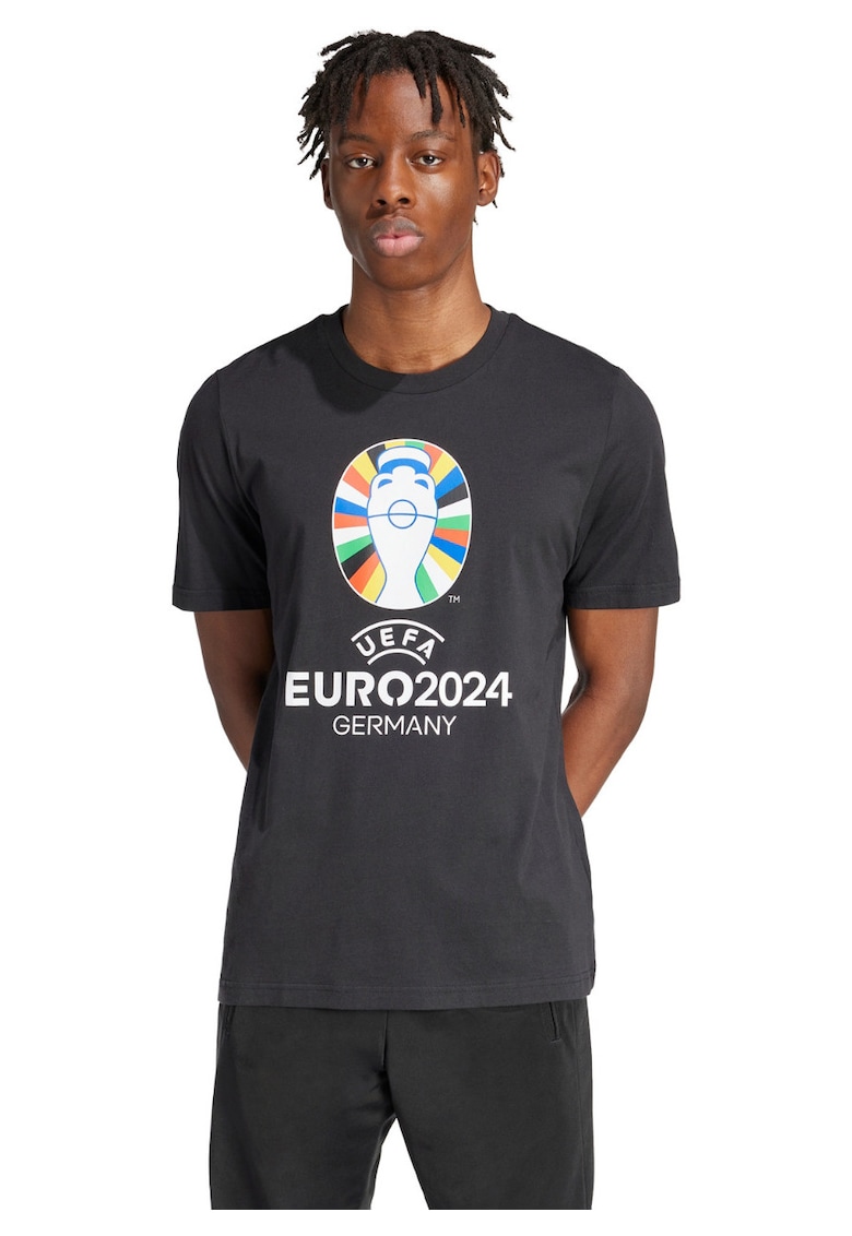 Tricou barbatesc adidas Euro24 - negru - bumbac - croi standard