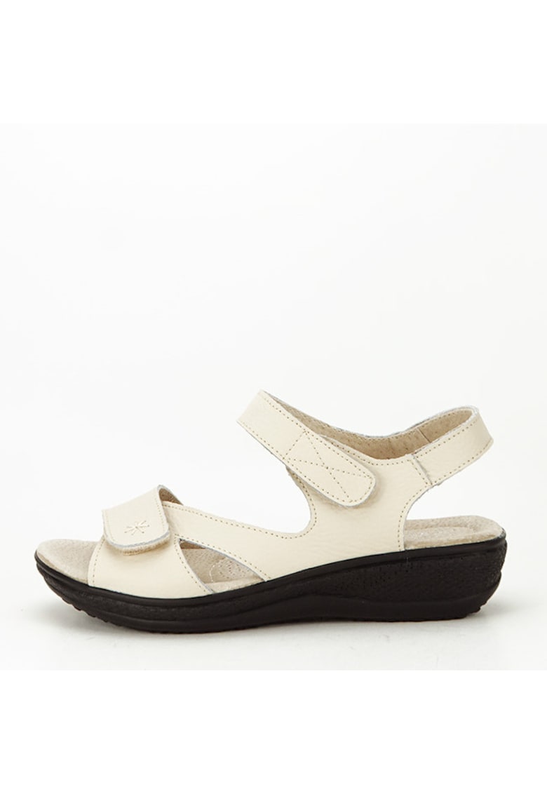 Sandale bej din piele naturala Sara 129 confort 15214 - Bej