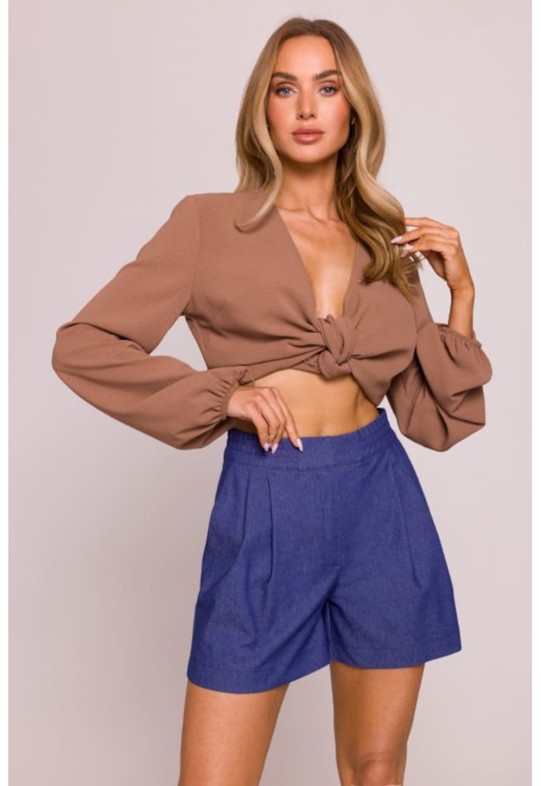 Shorturi dama cu talie inalta si buzunare -