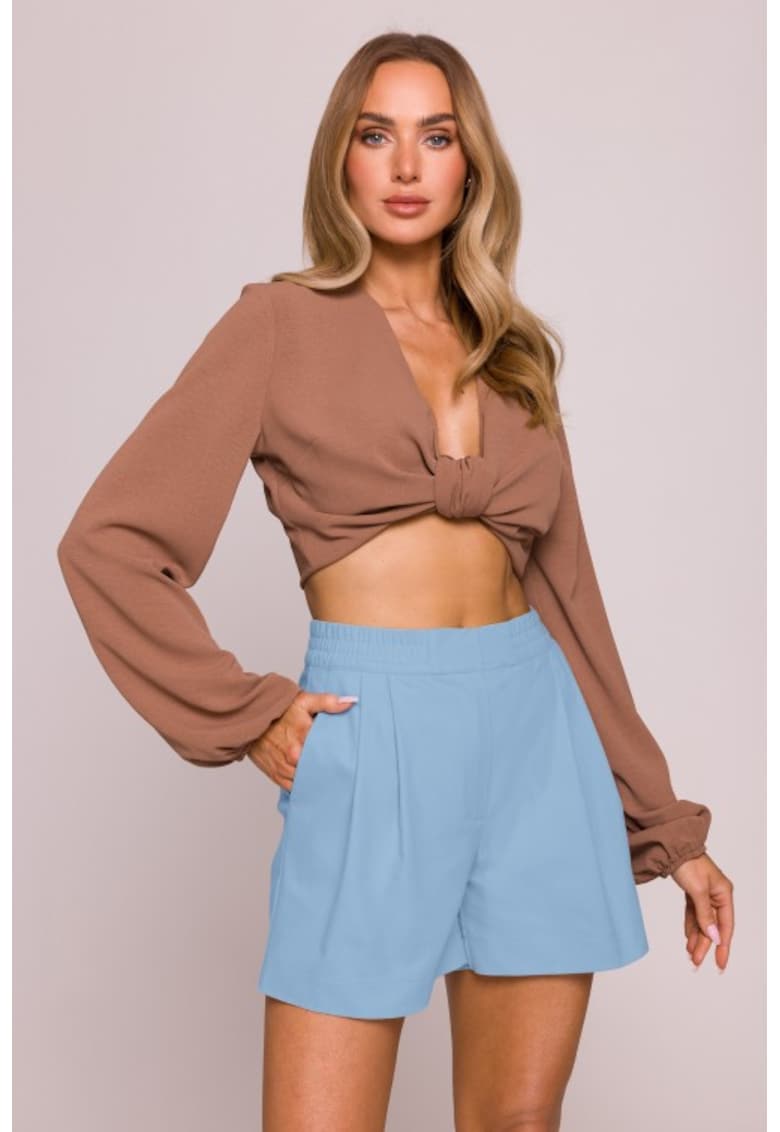 Shorturi dama cu talie inalta si buzunare -