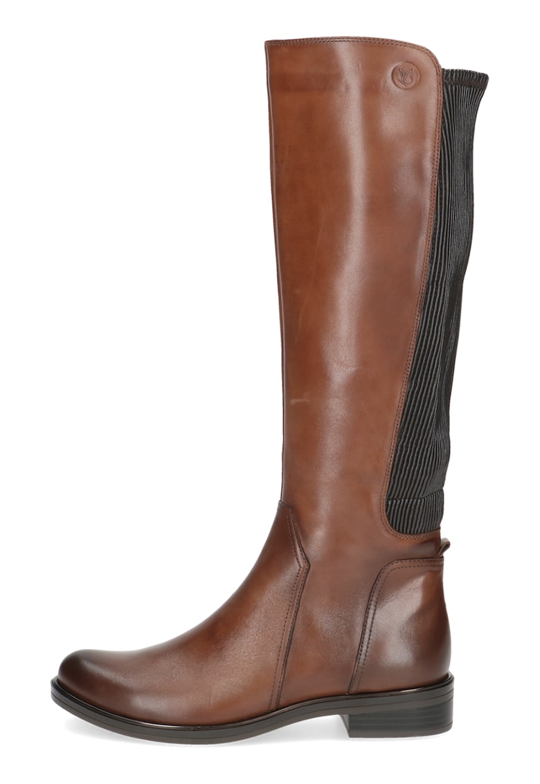 Cizme lungi pana la genunchi din piele cu garnituri din material sintetic