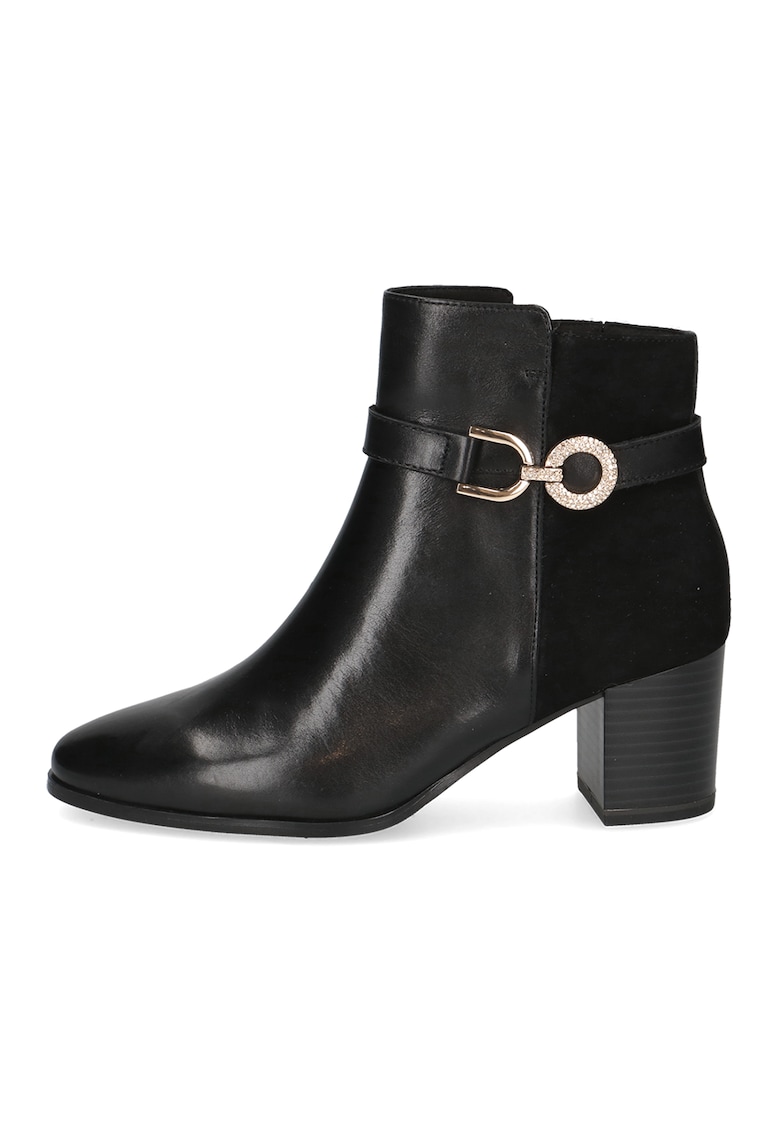 Ghete din piele si piele intoarsa cu bareta decorativa