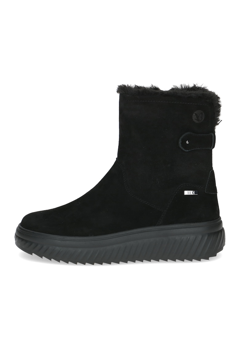 Ghete wedge din piele intoarsa - Negru