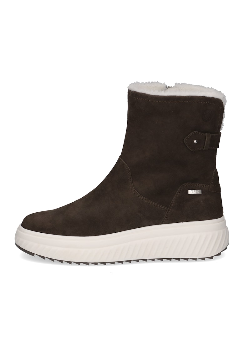 Ghete wedge din piele intoarsa - Maro inchis