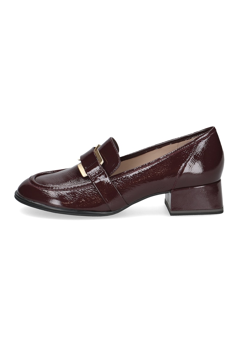 Pantofi loafer din piele cu toc bloc Pantofi loafer din piele cu toc bloc