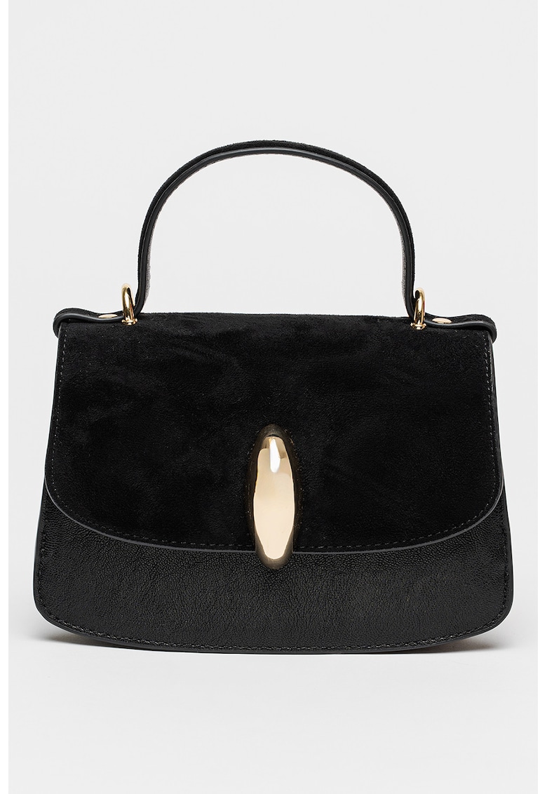 Geanta crossbody de piele si piele intoarsa Lucia - Negru