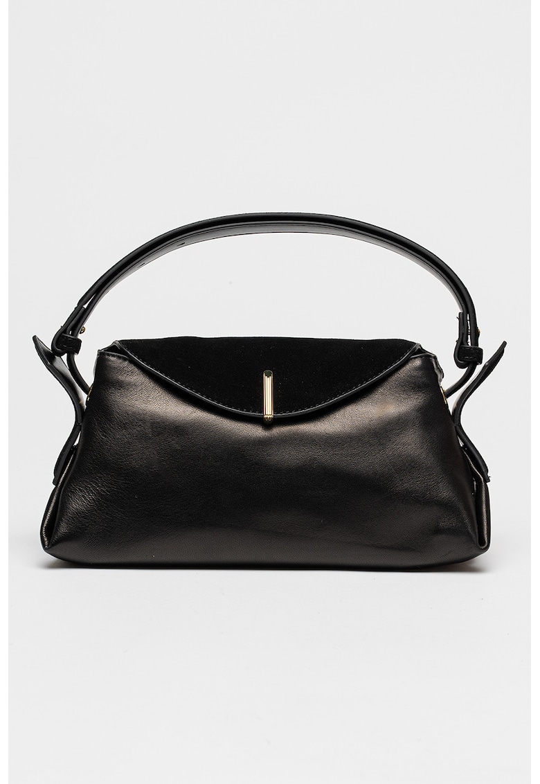 Geanta de piele si piele intoarsa sintetica cu bareta de umar Devyn - Negru