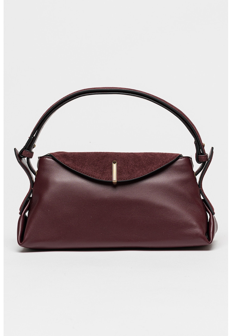 Geanta de piele si piele intoarsa sintetica cu bareta de umar Devyn - Violet tyrian