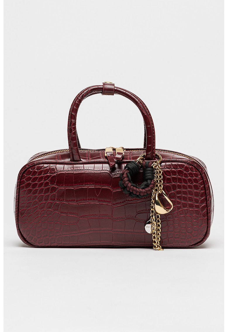 Geanta bowler de piele ecologica Flyn - Maro cognac