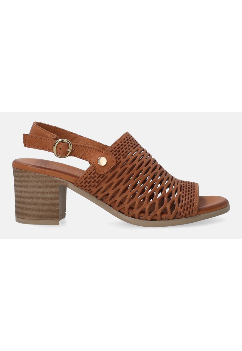 Sandale cu toc masiv - din piele naturala
