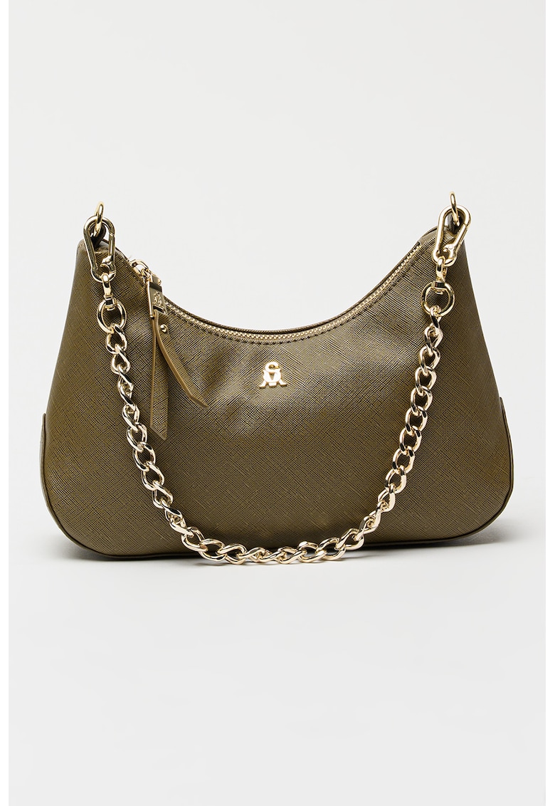 Geanta de piele ecologica cu etui mic - Verde masliniu